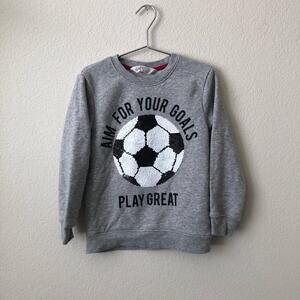 H&M Reversible Sequin Gray Sweatshirt Soccer Score Aim For Your Goals Play Great